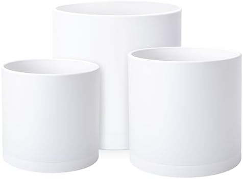 D'vine Dev 3-Pack Plastic Pots & Saucers, 12/14/16 in, White, 74-V-A-7 by DvineDevPlanterPotsandStand