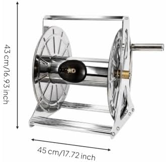 Heavy Duty Hose Reel with Hand Crank | Stainless Steel, Manual, Hardware, for Garden, Gardeners, 60M - Image 3