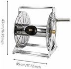 Heavy Duty Metal Hose Winder | Rigid Rectangular Base, Stainless Steel, Hardware, for Garden, Gardeners, 60M - Image 6