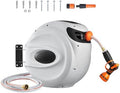 Happybuy Retractable Hose Reel - 130 ft x 1/2 inch Garden Water Hose with 180° Swivel Bracket, 9-Pattern Nozzle, Automatic Rewind, Lock at Any Length, Slow Return System by Happybuy