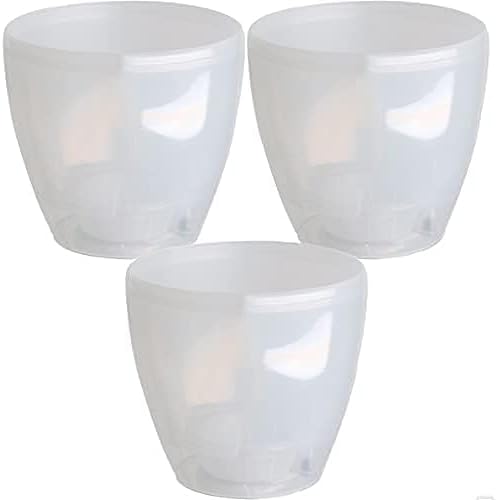 DECOPOTS - 3 Pack Self Watering Planter - Indoor Decorative Flower Pot with Drainage Cartridge and Water Level Indicator (5.5", Transparent) - Image 2