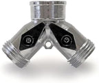 Zinc Die-Cast 3/4 Y Hose Connector with Dual Shut-Off Valves - Garden Hose Splitter for Easy Watering, Lawn Care & Car Washing- Simplify Outdoor Tasks with Hose Adapter for Effortless Water Management by FIRSTGLOBALSUPPLY