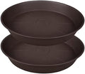 2 Pack of 26 inch Plant Saucer Round, 4.2" Depth Tray, Large Deep Plant Saucers for Pots, Heavy Duty Plastic Flower Plant Water Trays for Indoors Outdoor, Plant Drip Trays (Brown) by Bleuhome