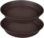 2 Pack of 26 inch Plant Saucer Round, 4.2" Depth Tray, Large Deep Plant Saucers for Pots, Heavy Duty Plastic Flower Plant Water Trays for Indoors Outdoor, Plant Drip Trays (Brown) by Bleuhome