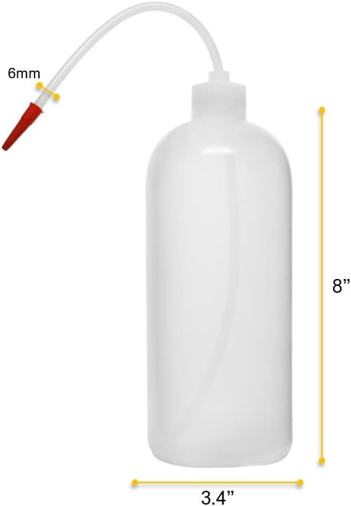 EISCO Wash Bottle, 1000ml - Polyethylene - Translucent, Unbreakable - Screw Cap with Flexible Delivery Tube for Dispensing Liquid - Includes Tube Cap (Pack of 2) - Image 4