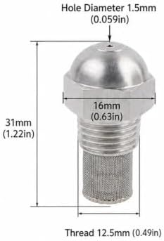 Fine Atomizing Spray Tip 2PCS 304 Stainless Steel Misting Nozzle 1.5mm Orifice 1/4 BSPT Atomizing Spray Tip Silver Garden Misting Nozzle Plant Watering - Image 7
