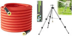 SPECILITE Hot/Cold 100 FT Water Hose & 50 in 360° Rotating Impact Sprinkler on Tripod Base, Heavy Duty Irrigation for Large Area, Yard, Lawn, Waters up to 90ft, Covering up to 6360sqft by SPECILITE