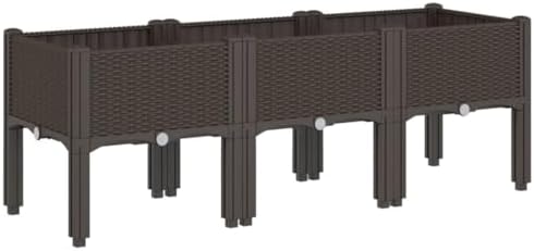 Elevated Garden Planter Box with Legs Rattan Look PP Brown by Unknown