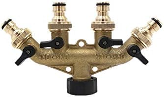 Brass Pipe Fittings 4 Way Brass Hose Tap Fittings Hose Valve Manifold Hose Splitter Tap Adaptors 1PC Water Distributor Repair Fittings by Unknown