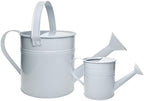 Small Metal Watering Can Set, Pink, 1.2L and 0.23L Garden Cans with Long Spout, Indoor Outdoor Plant Care (White) by TAKMA