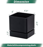D'vine Dev 4-Pack Plastic Herb Planter Pots, 4 in, Black, 76-Y-B4-1 - Image 2