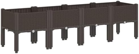 Brown Garden Planter Box with Legs 63x15.7x16.5 PP Outdoor Bed by Favemtsl