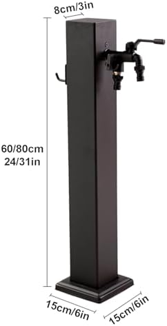 Outdoor Hydrant, Freestanding Antifreeze Water Column, Garden Fountain Watering Device, Stainless Steel Hose Holder with Double Water Outlet(80cm/31in) - Image 7