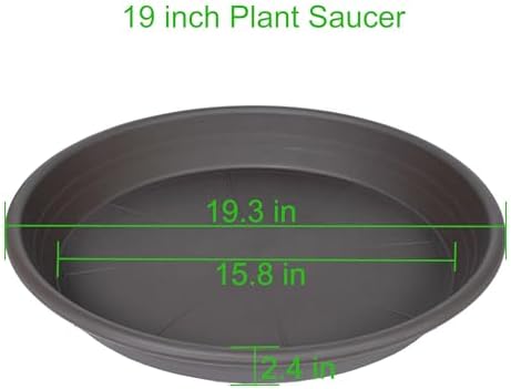 2 Pack of 19 inch Plant Saucer, Large Plant Tray, Heavy Sturdy Plant Drainage Tray for Indoors, Bird Bath Bowls, Sturdy 18 inch Plastic Pot Tray for Planter (Brown) - Image 2