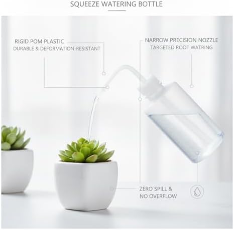Squeeze Watering Bottle with Narrow Nozzle, POM Plastic for Precise Indoor Plant Care, White (1 PC) - Image 4