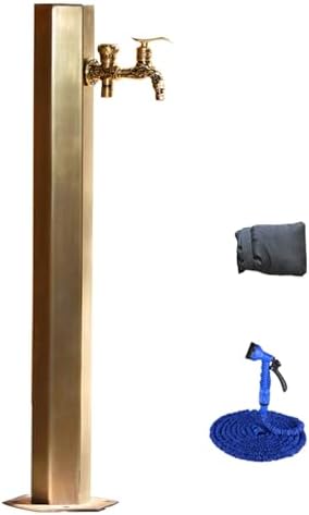 Stainless Steel Freestanding Garden Hose Holder Winter Freeze Crack Garden Water Column with Full Copper Double Outlet Faucet, for Irrigation and Watering(20.5 * 20.5 * by Unknown