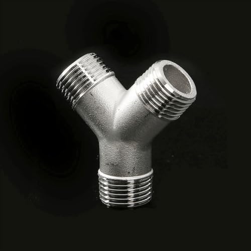 1pcs BSPT Male Y Shape 3 Ways Connector 1/4" 3/8" 1/2" 3/4" 1", Coupler Splicer Splitter 304 Stainless Steel Pipe Fitting Home Garden (Size : 1-1/2") - Image 2