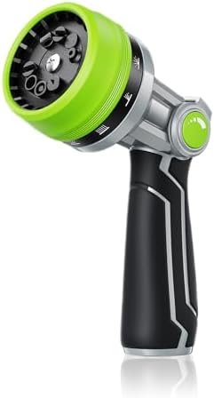 RAINPOINT Full-Metal Garden Hose Nozzle, Heavy Duty Water Hose Nozzle Sprayer With 10 Adjustable Patterns & High Flow,Thumb Control For Flow Adjustment, Ideal For Watering, Washing, Cleaning,Green - Image 2