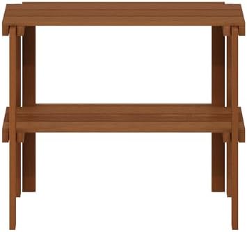 Furinno TIOMAN Plant Shelf, 2-Tier Plant Stand, Display Shelf, for Multiple Pot, Easy Toolless Assembly, Patio, Balcony, Garden, Natural - Image 6