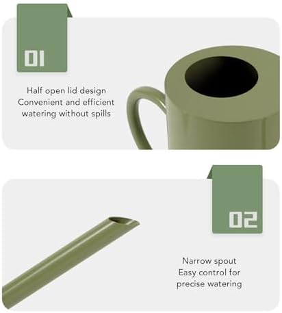 Watering Can, 1.5L Green Stainless Steel Long Narrow Spout Leakproof Metal Water Pot for Indoor Houseplants - Image 7