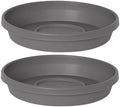 Bloem Terra 24" Round Plastic Plant Saucer, Lightweight UV-Resistant Indoor/Outdoor Flower Pot Tray - Fits 24-inch Planter Pots, Charcoal, 2-Pack by Bloem