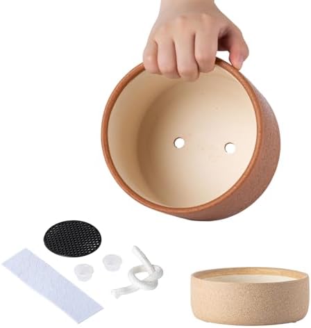 6 Inch Ceramic Self Watering Planter with Drainage Hole Terracotta - Image 4