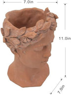 7 x 11 Visage Head Bust Planter, 11 Inch, Brown - Image 3