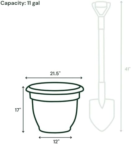 Bloem Ariana 20" Plastic Self-Watering Planter, Peppercorn, 2-Pack - Image 3