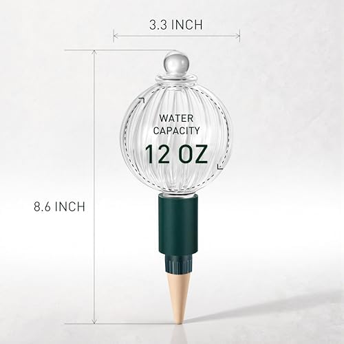 12 oz Up to 1 Week Glass Plant Watering Globe with Terracotta Spikes - Image 4