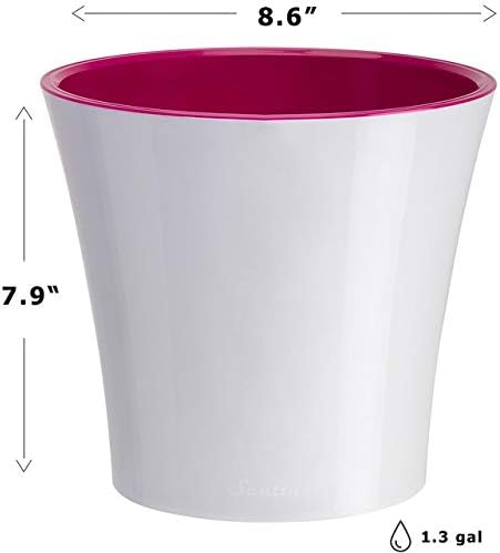 Santino 8.6 Inch ARTE Self Watering Planters (Set of 3) in White/Purple Indoor Flower Pot for All House Plants, Flowers and Orchids - Image 2