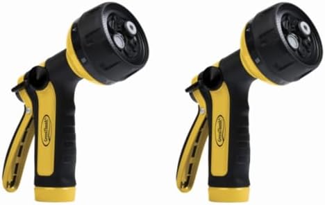 Green Thumb 6-Pattern Metal Hose Nozzle, Rear Trigger, Rubber Grip - Pack of (2) by Unknown