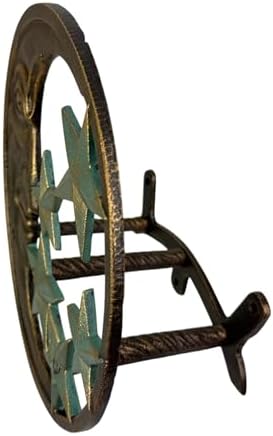 Zeckos Garden Hose Holder Moon Face Stars 11.5 Inch Cast Iron Verdigris - Image 4