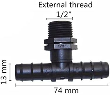 Hose Connector Adapter DN16 DN20 1/2 Inch 3/4 Inch Male Barb Tee Joint Garden Water Hose Diverter 5 Pieces of Drip Irrigation Connection Tools (Color : Black) - Image 2