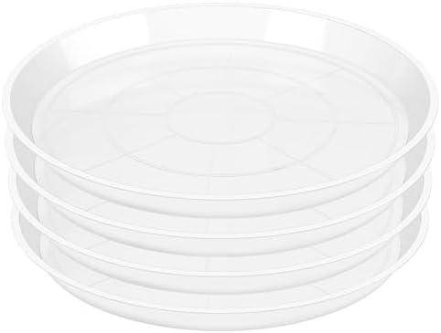 OUPSAUI 4 Pack Clear Plant Saucer 4 6 8 10 12 14 16 18 20 22 Inch Plant Trays for Pots, Plastic Extra Large Planter Saucers for Outdoors Indoors, Drip Catcher Water Tray for Plants (20 Inch) by OUPSAUI