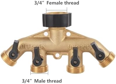 Heavy Duty Brass 4 Way Manifold Garden Hose Splitter Connector Water Tap Adapter 3/4 Inch 1Pcs - Image 2