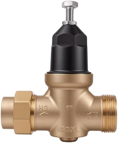 Upgraded 1" Brass Pressure Reducing Valve，Water Pressure Regulator for home with Double Union FNPT Connection - Stainless Steel Strainer Screen (Single Union FNPT) by Unknown