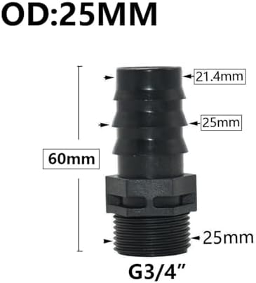 5pc 16mm 20mm 25mm 32mm Garden Hose PE Tube Barb Connector 1 2 3 4 1 Inch Thread Straight Elbow Coupler Fitting Farm Irrigation Joint(I) - Image 4