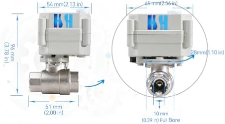 3/8 inch DN10 110-230VAC Normally Closed CF8/Stainless Steel 304 Manual Override Motorized Electrical Ball Valve With U.S. Plug - Image 6
