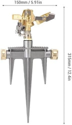 Garden Sprinkler 360 Degree Rotating | 49ft Spray Distance Covers 7,542 Sq Ft | Lawn Sprinkler with Brass Nozzle for Yard/Orchard | Adjustable 20° - 360°, Spike Base - Image 4