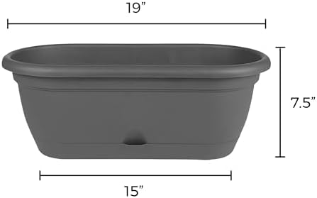 Bloem: Lucca Self Watering Window Box Planter: 18" - Charcoal Gray - Durable Long Lasting Plastic Pot, Indoor Outdoor Use, Gardening, 2.5 Gal Capacity - Image 3