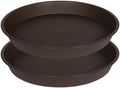 2 Pack of 18 19 inch Plant Saucer Drip Tray (16.6 inch Base), Heavy Duty Deep Plant Saucers for Pots, Plastic Flower Planter Water Trays for Indoors Outdoor (19", Dark Brown) by Bleuhome