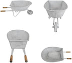 Rustic Large Metal Flower Pot Cart, Wheelbarrow Planter with Wooden Handles, Vintage Decorative Plant Holder for Indoor Outdoor Garden Patio Farmhouse, 23.62" L - Image 7