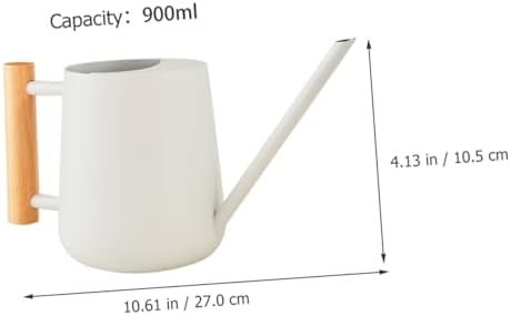 Xmas Indoor Watering Can 900ml White Iron Wood Long Spout - Image 2