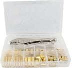 Qinlorgo 49pcs Hose Repair Assembly Kit for Welding Workers Fixing Leaking Air Pipes,Fits 3/16-1/4in Id Hoses,B Size Brass Fittings with Crimper,Portable Transparent Storage Box - Image 4