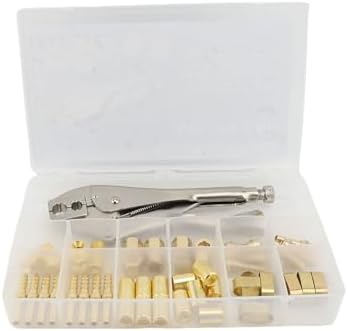 Qinlorgo 49pcs Hose Repair Assembly Kit for Welding Workers Fixing Leaking Air Pipes,Fits 3/16-1/4in Id Hoses,B Size Brass Fittings with Crimper,Portable Transparent Storage Box - Image 4