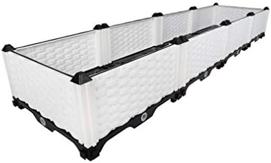 Hershii Plastic Rectangular Raised Garden Bed Indoor Outdoor Planter Box Kit Container for Growing Vegetables, Plants, Herbs, Flowers & Succulents - White - 61.41 X 15.35 X 8.66 Inches by FineLivingStartingwithaHome