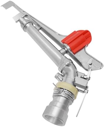 PERFERATE 2 Inch Metal Impact Sprinkler Head 360° Adjustable Impact Gun Sprinklers 65-80m Large Area Agriculture Farm Irrigation Sprinklers Irrigation Spray Gun Sprinkler (Silver, Red, 1.5-Inch) by PERFERATE