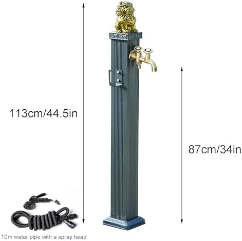 Free Standing Water Column for Home Garden, Outdoor Column Faucet, Garden Hose Holder with Full Copper Faucet, Square Garden Water Column, Stainless Steel(Multi-Colored,113cm/44.5in) - Image 2