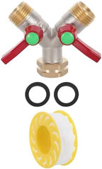 YARNOW 1 Set 2 Way Garden Hose Splitter with Double Shut-Off Valve - Heavy Duty Brass Y-Shaped Connector Tap Divider Adapter for Outdoor Sprinkler System by YARNOW