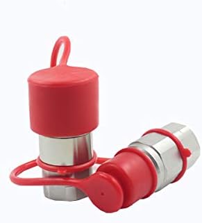LX-FF-04 1/2" Skid Steer Bobcat Flat Face Hydraulic Quick Disconnect Coupling NPT1/2 Set Quick Connect Couplers with Red Dust Caps - Image 4